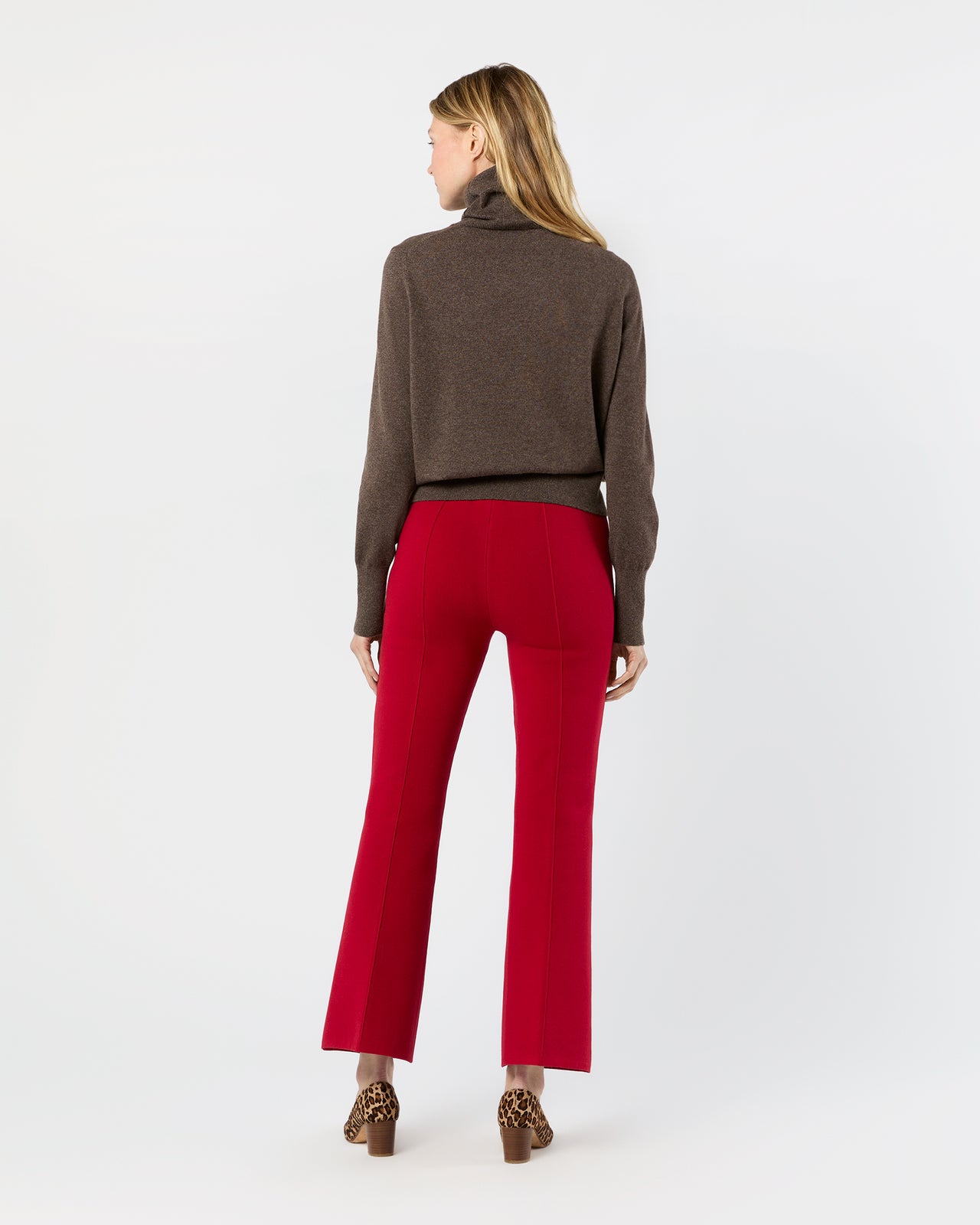 Lara Knit Flare Cropped Pant in Red Supima Cotton