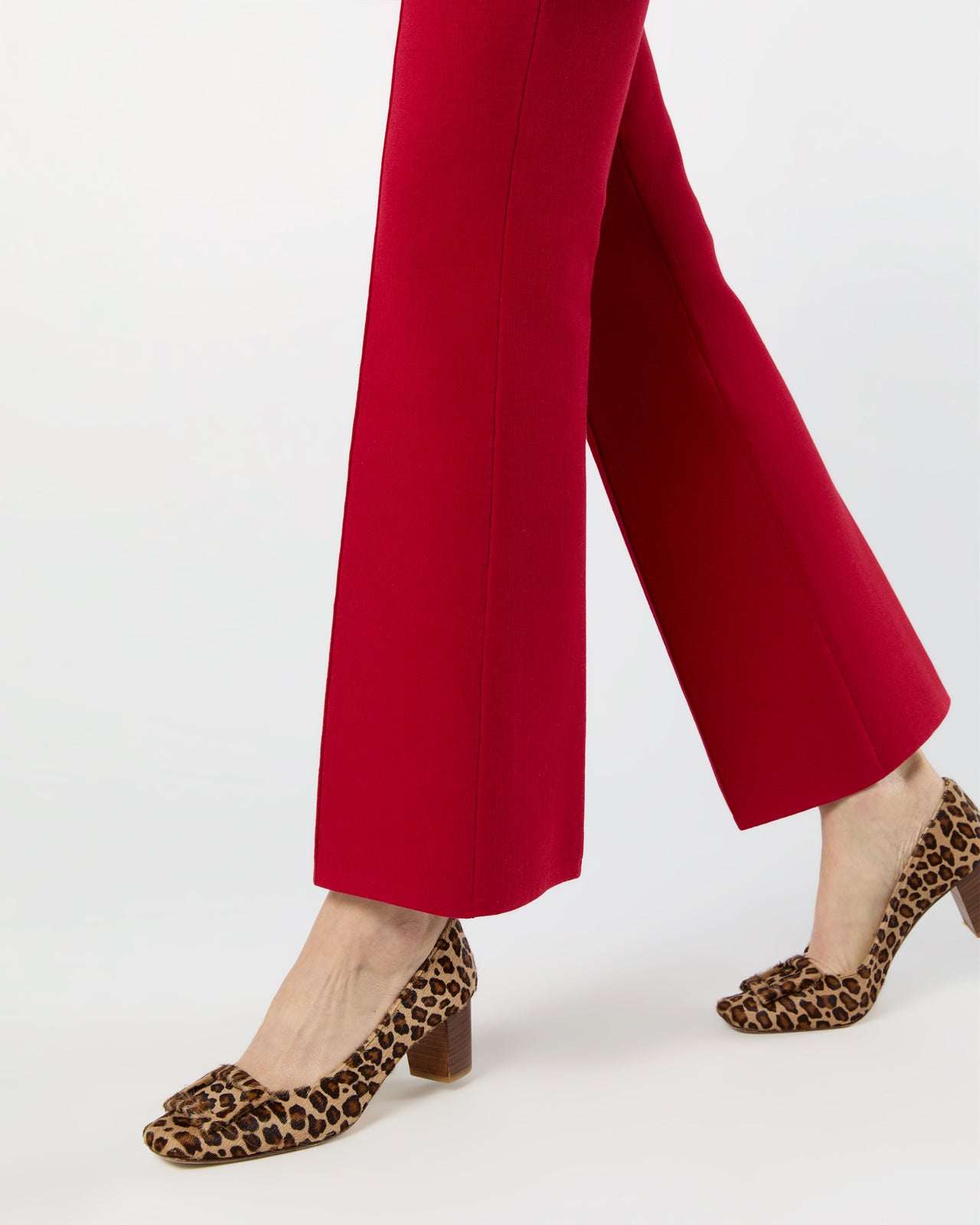 Lara Knit Flare Cropped Pant in Red Supima Cotton