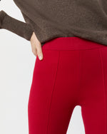 Load image into Gallery viewer, Lara Knit Flare Cropped Pant in Red Supima Cotton
