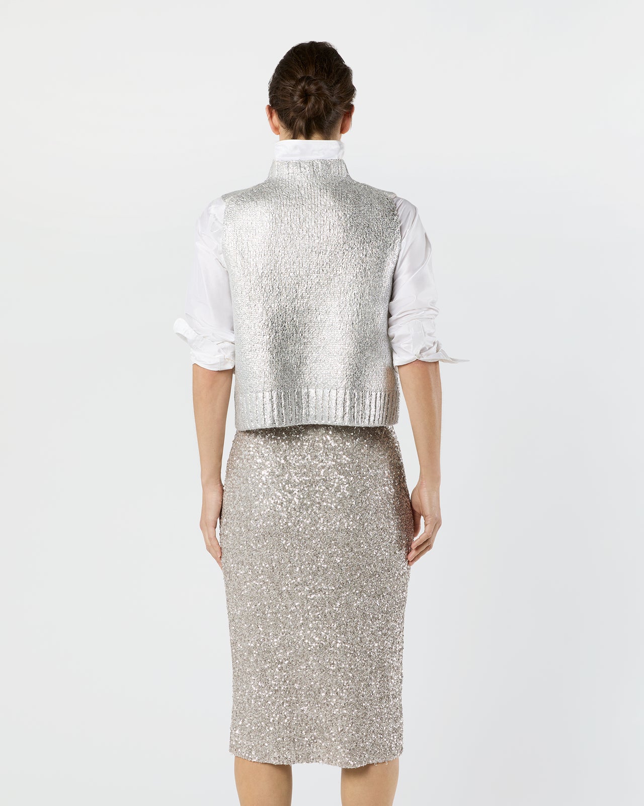 Val Sweater in Silver Foil Print Cotton/Wool