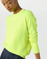 Load image into Gallery viewer, Kit Crewneck Sweater in Neon Yellow Cashmere
