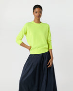 Load image into Gallery viewer, Kit Crewneck Sweater in Neon Yellow Cashmere
