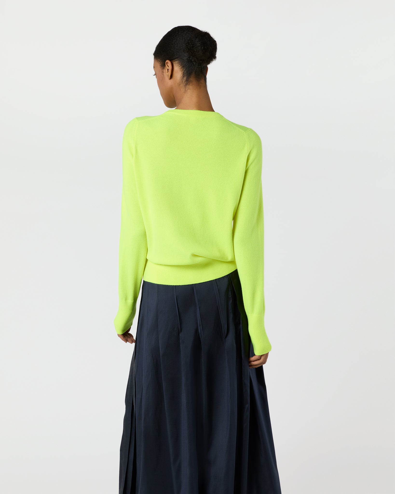 Kit Crewneck Sweater in Neon Yellow Cashmere