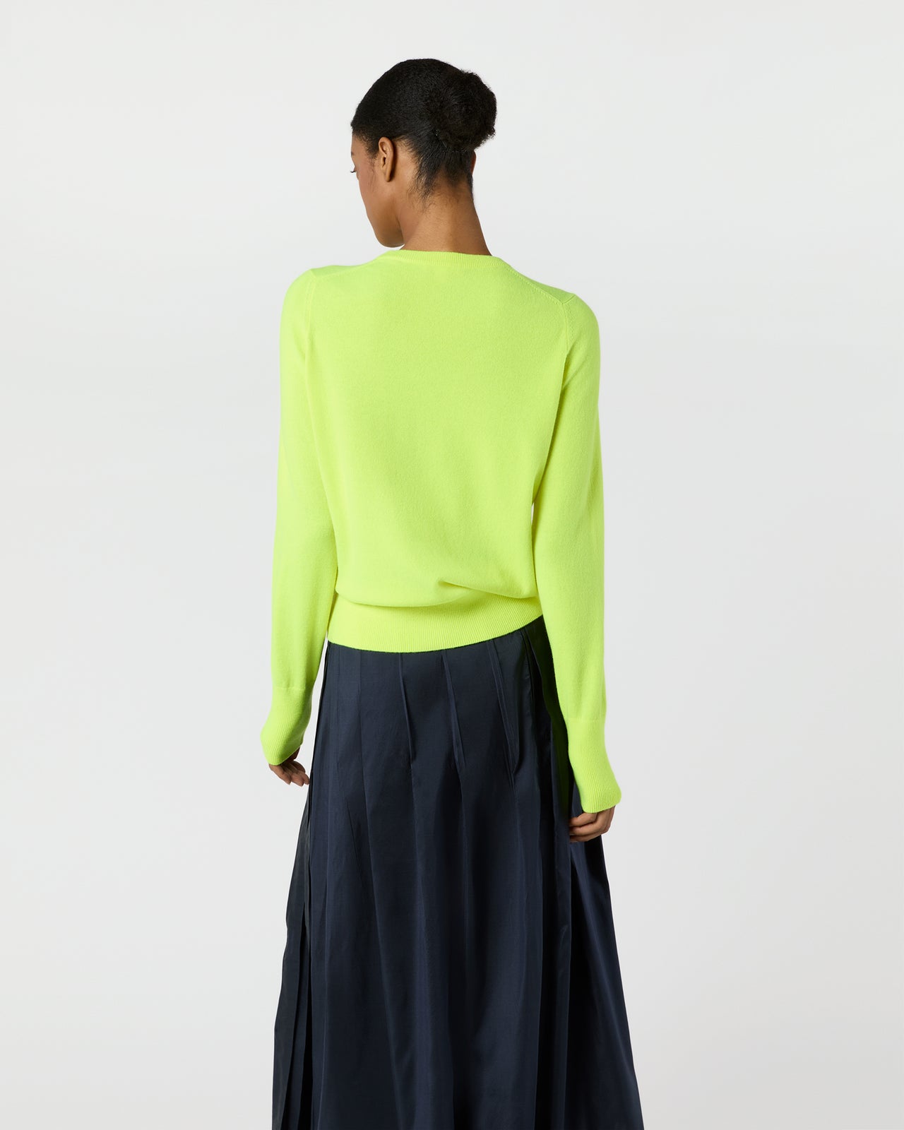 Kit Crewneck Sweater in Neon Yellow Cashmere