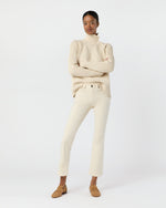 Load image into Gallery viewer, Ines Side Funnel-Neck Sweater in Cream Cotton Tape Yarn
