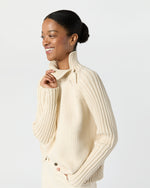 Load image into Gallery viewer, Ines Side Funnel-Neck Sweater in Cream Cotton Tape Yarn
