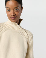 Load image into Gallery viewer, Ines Side Funnel-Neck Sweater in Cream Cotton Tape Yarn

