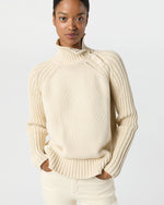 Load image into Gallery viewer, Ines Side Funnel-Neck Sweater in Cream Cotton Tape Yarn
