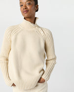 Load image into Gallery viewer, Ines Side Funnel-Neck Sweater in Cream Cotton Tape Yarn
