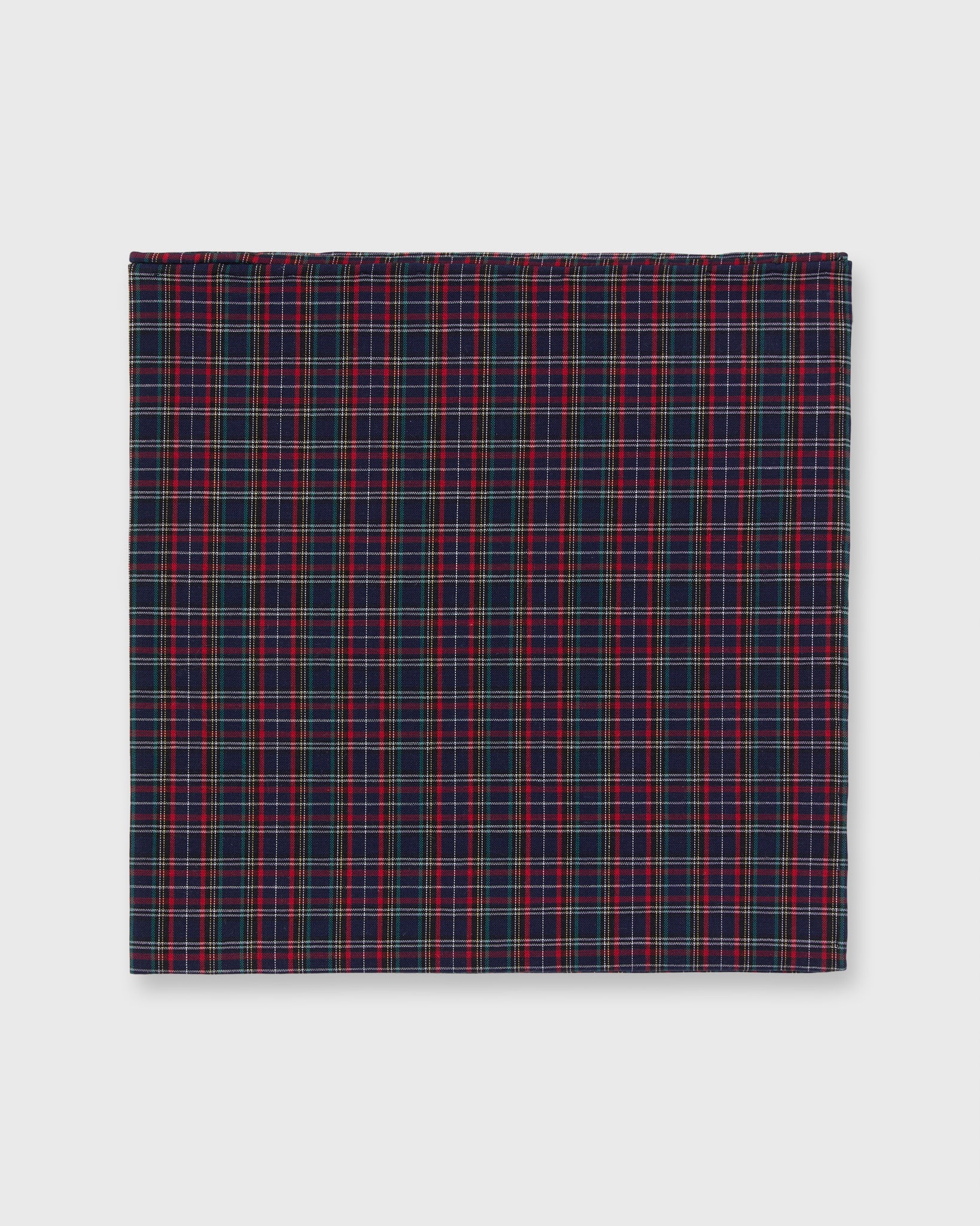 Cotton Print Pocket Square in Navy/Red Plaid Poplin