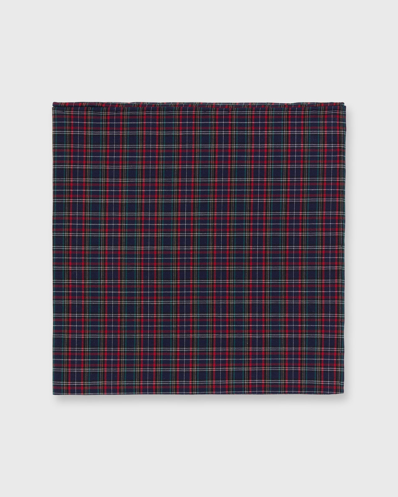 Cotton Print Pocket Square in Navy/Red Plaid Poplin