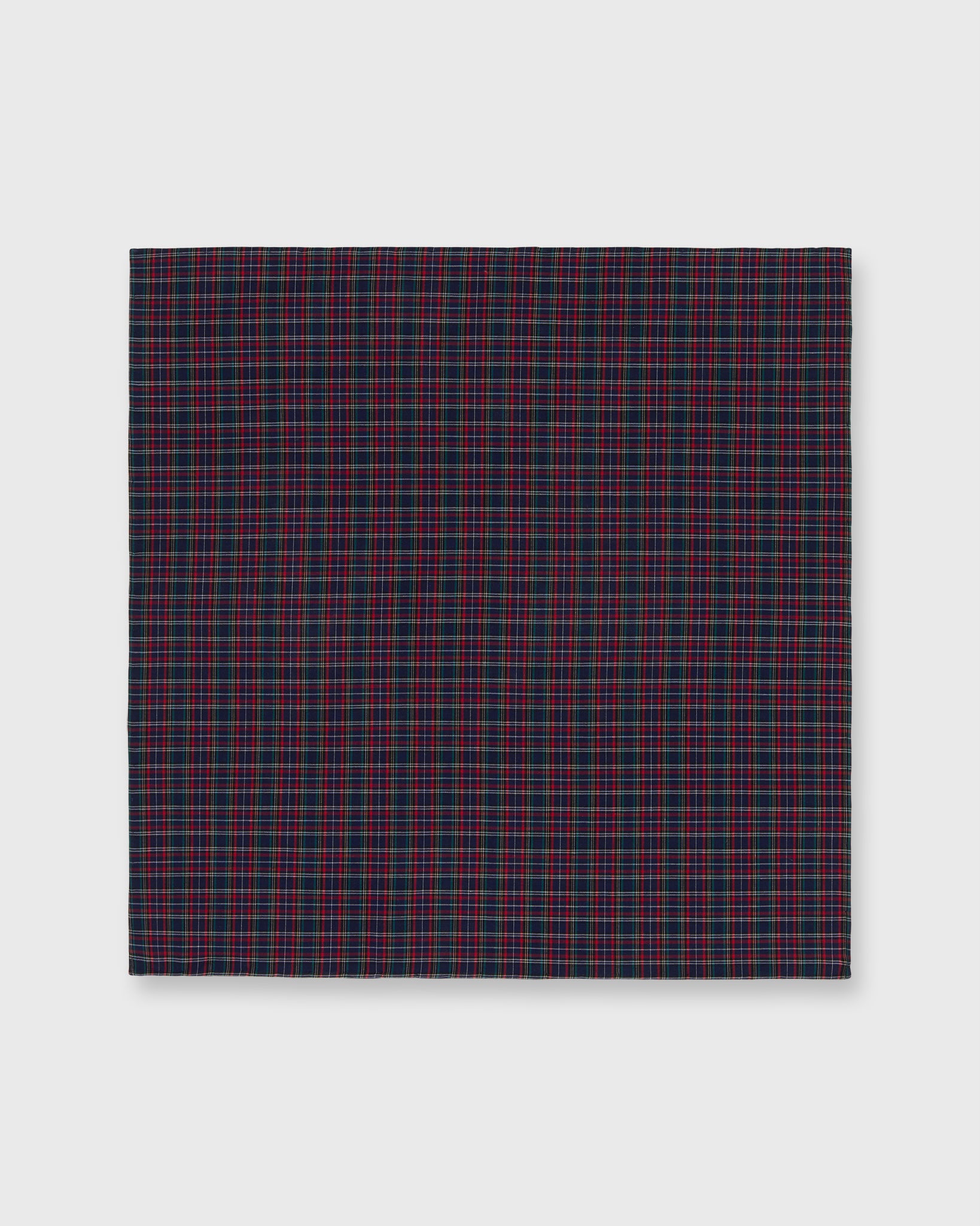 Cotton Print Pocket Square in Navy/Red Plaid Poplin