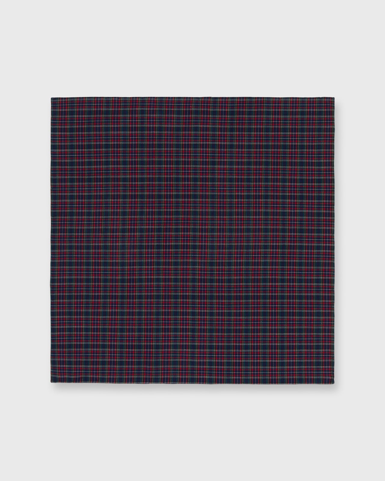 Cotton Print Pocket Square in Navy/Red Plaid Poplin