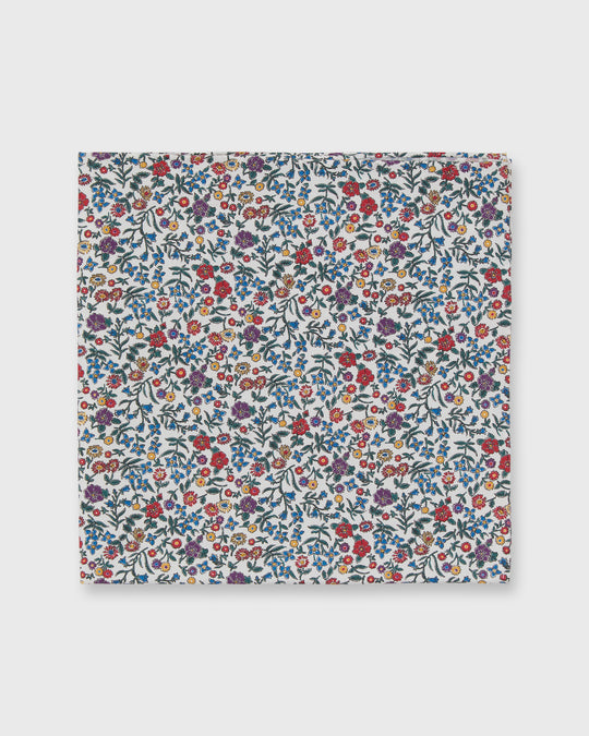 Cotton Print Pocket Square in Berry/Green Multi Diderot Liberty Fabric