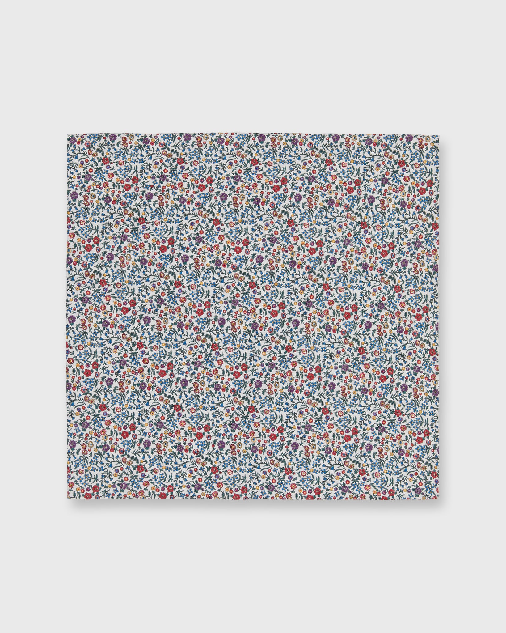 Cotton Print Pocket Square in Berry/Green Multi Diderot Liberty Fabric