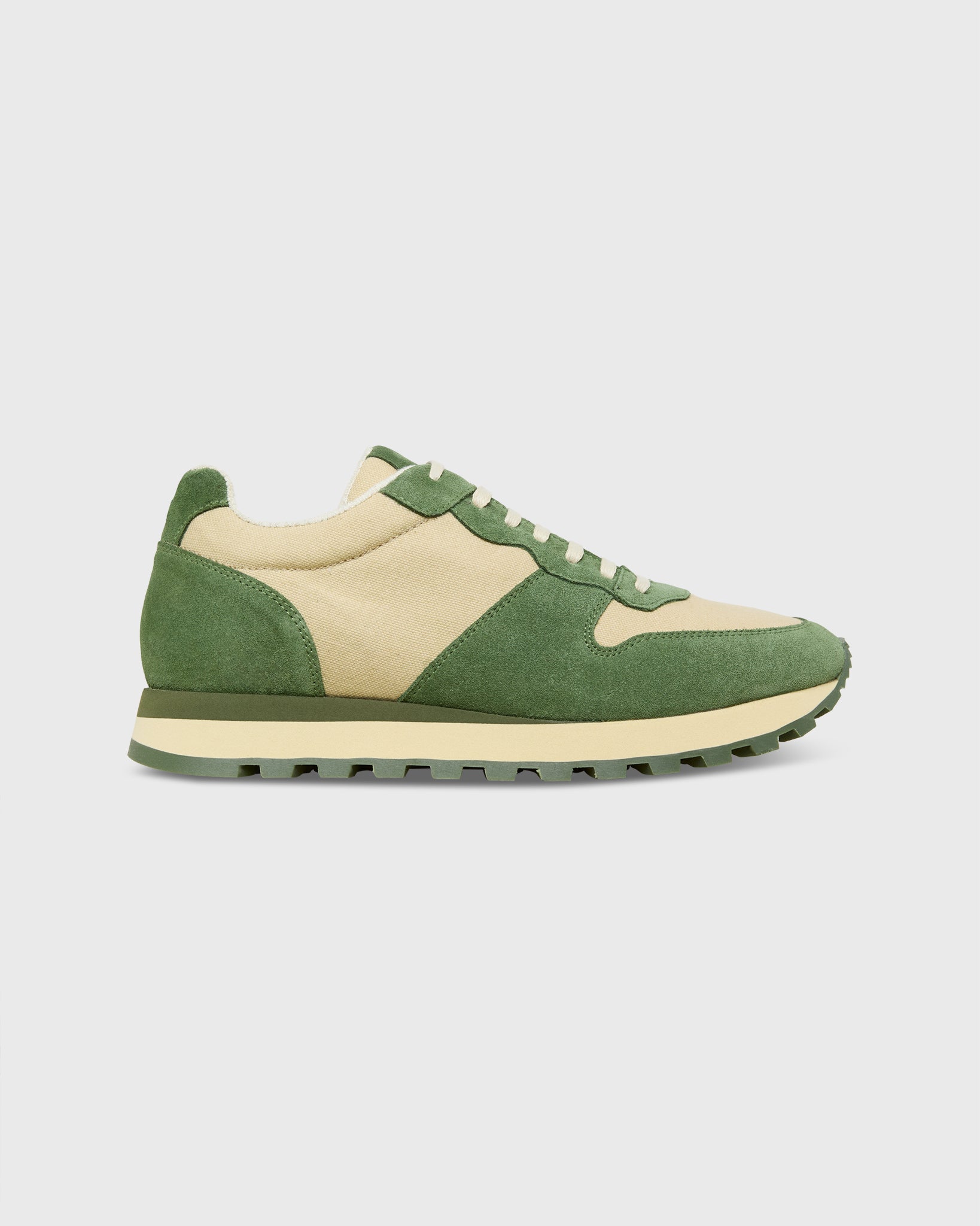 Trainer in Cactus Suede/Khaki Canvas