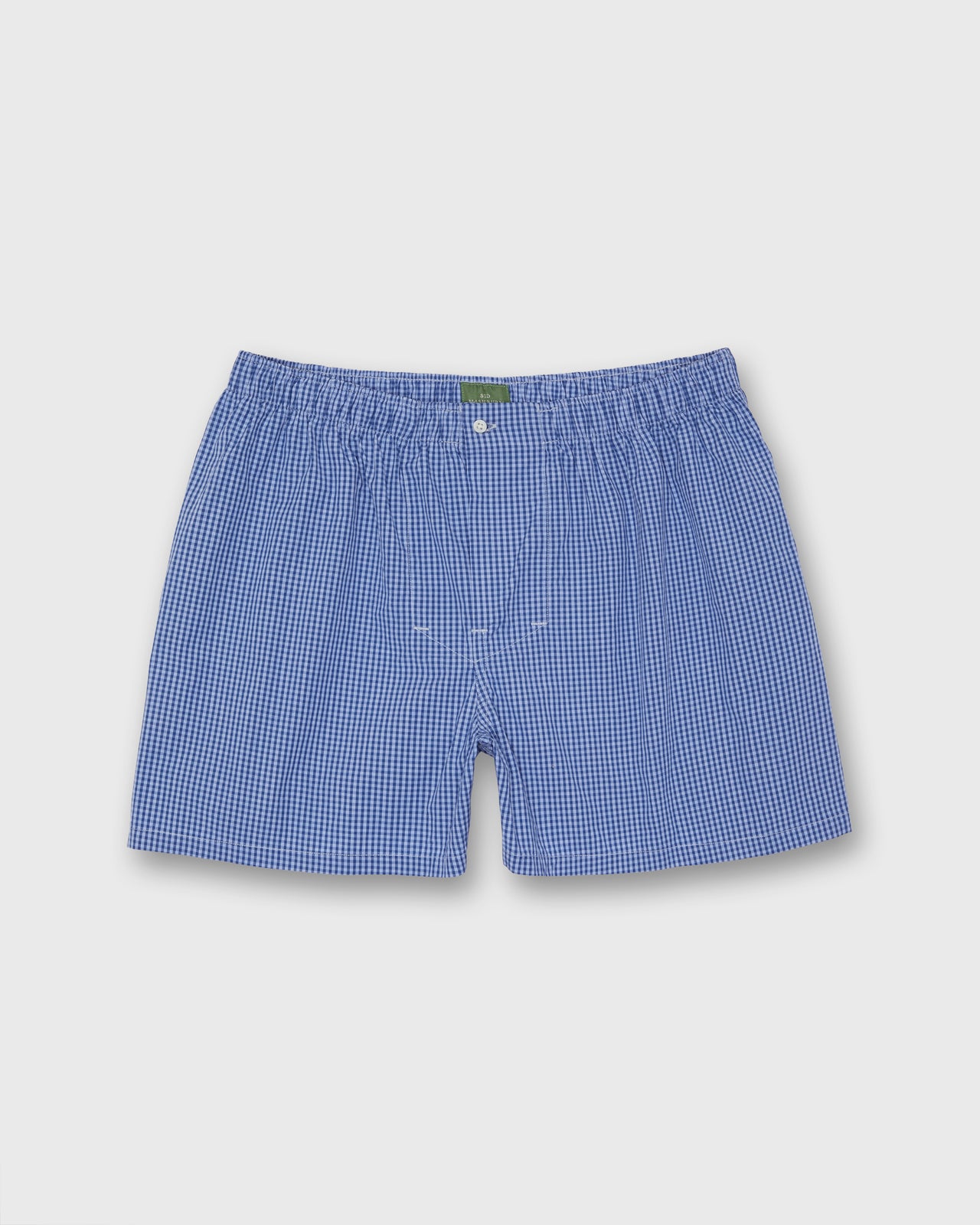 Button-Front Boxer Short in Sky/Navy Gingham Poplin