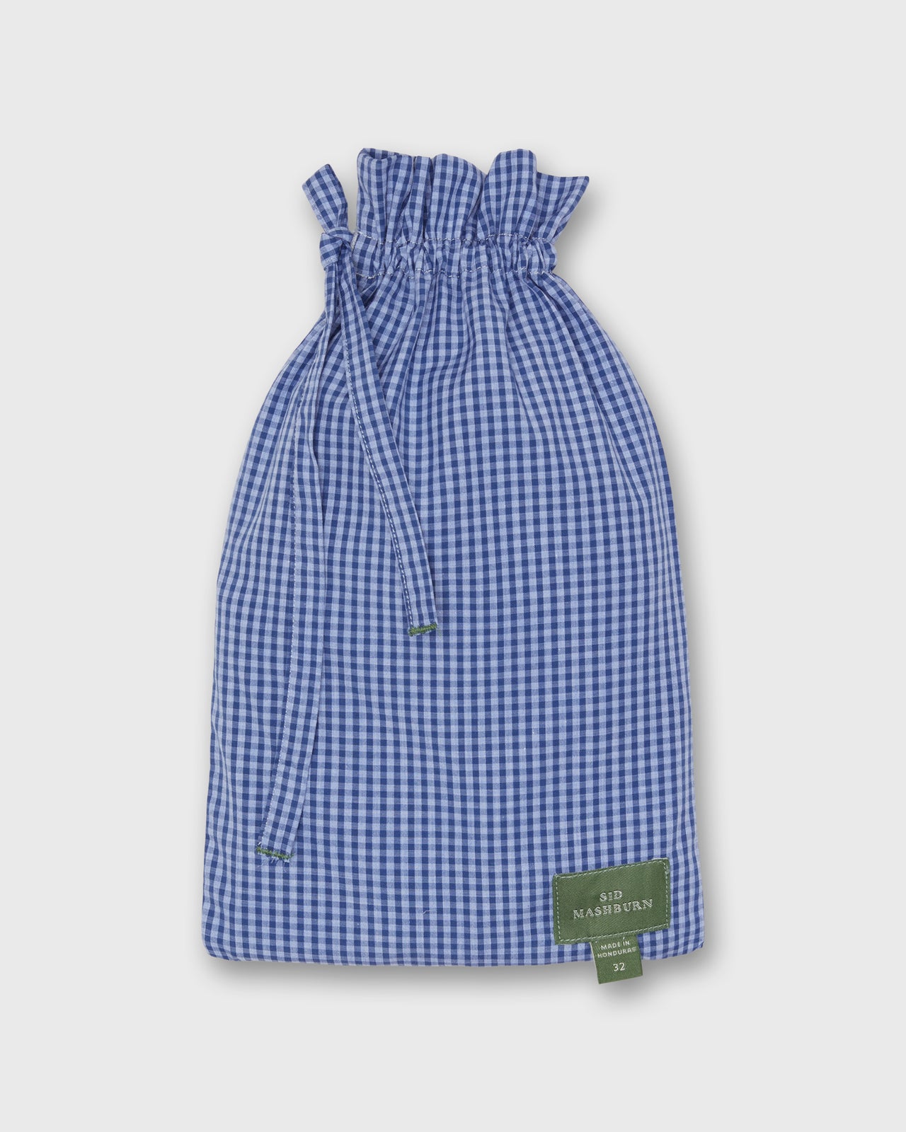 Button-Front Boxer Short in Sky/Navy Gingham Poplin