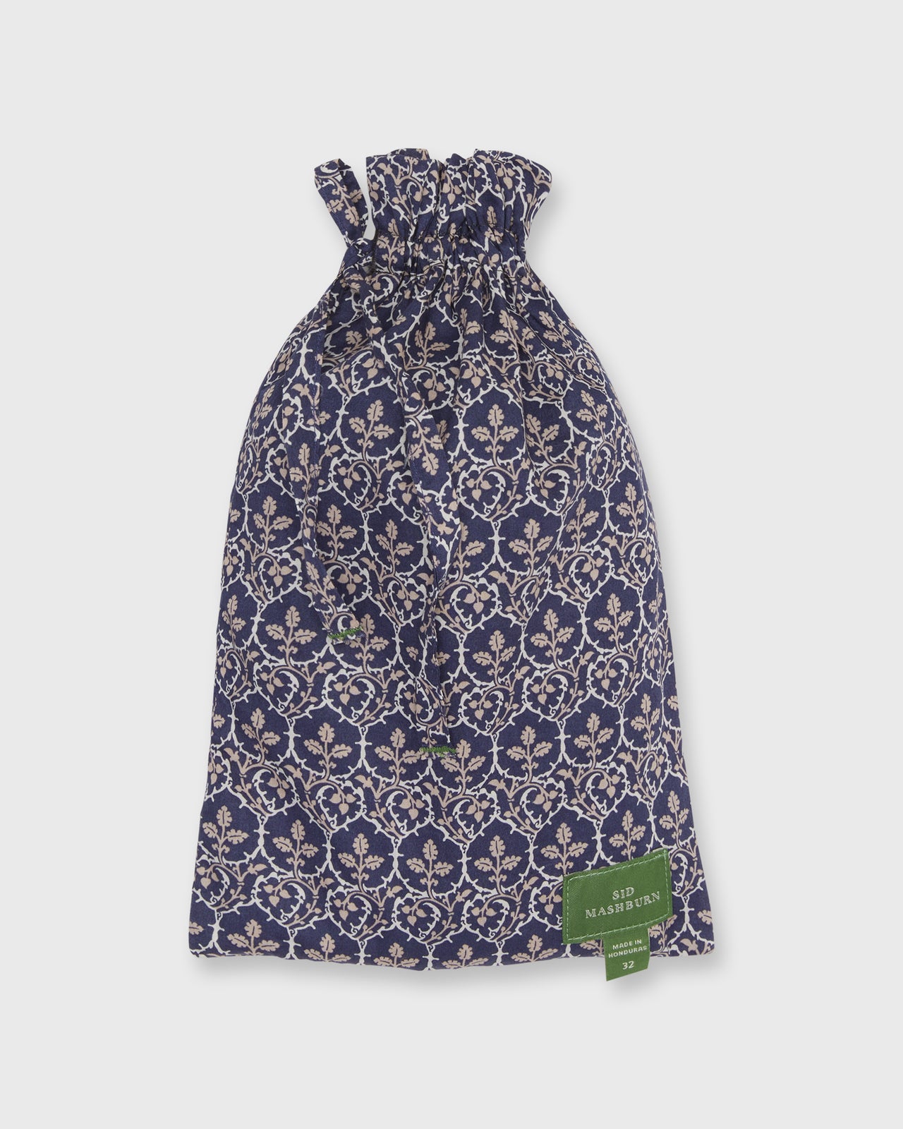 Button-Front Boxer Short in Navy/Tan Trellis Liberty Fabric