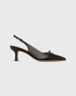 Load image into Gallery viewer, Buckle Slingback Kitten Heel in Black Leather
