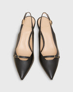 Load image into Gallery viewer, Buckle Slingback Kitten Heel in Black Leather
