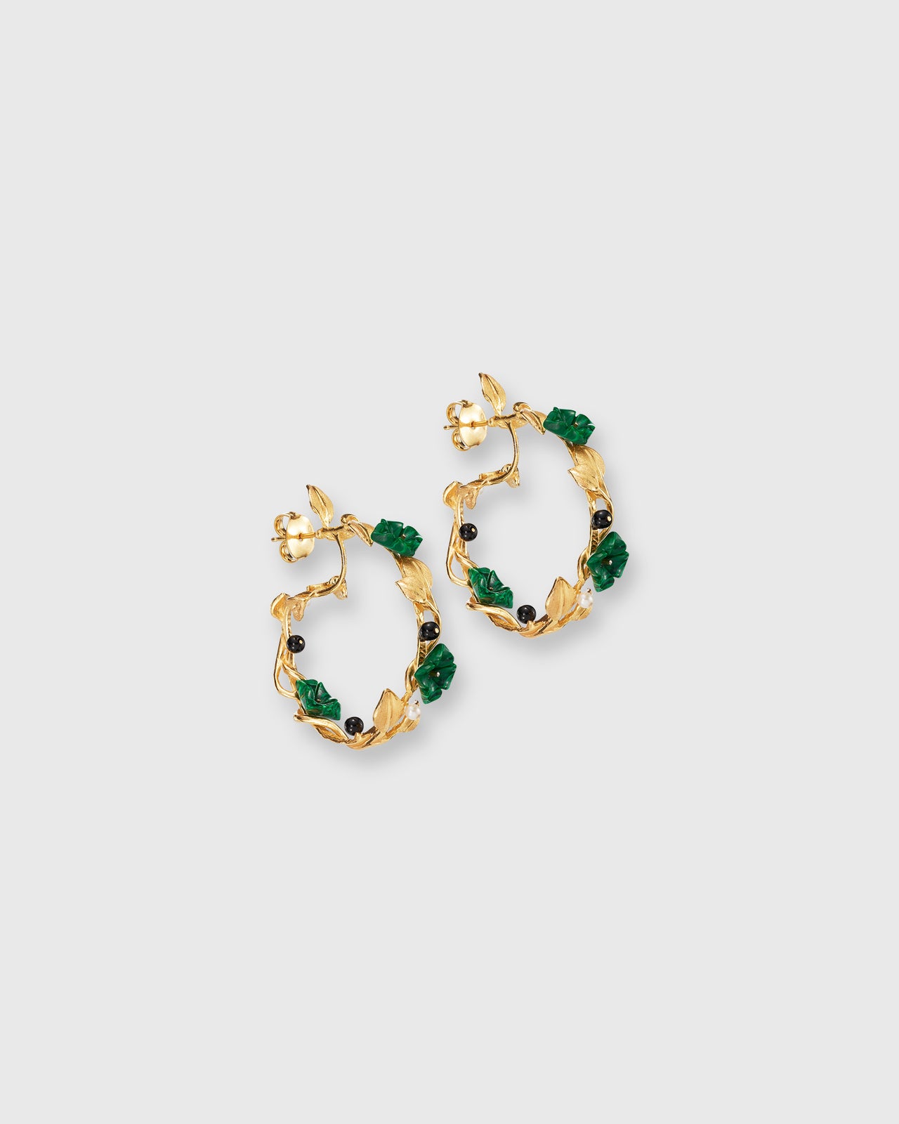 Mini Flower Whirl Earrings in Malachite