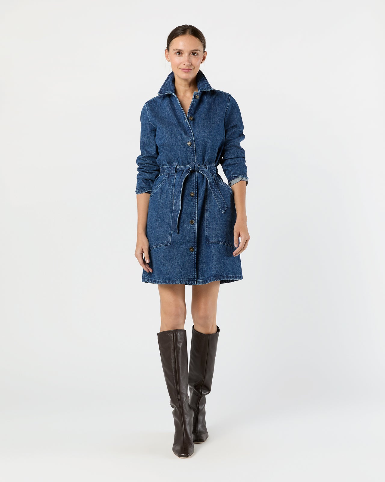 Winter Dress in Stonewashed Indigo