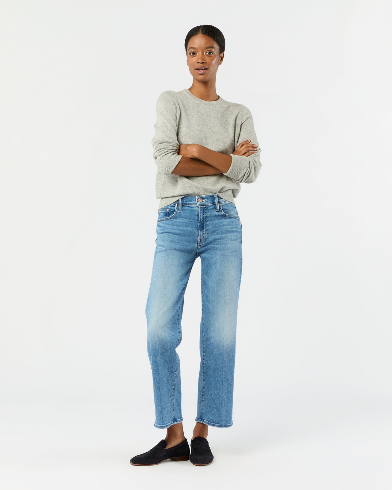 The Mid Rise Rambler Zip Ankle Jean in Out Of The Blue