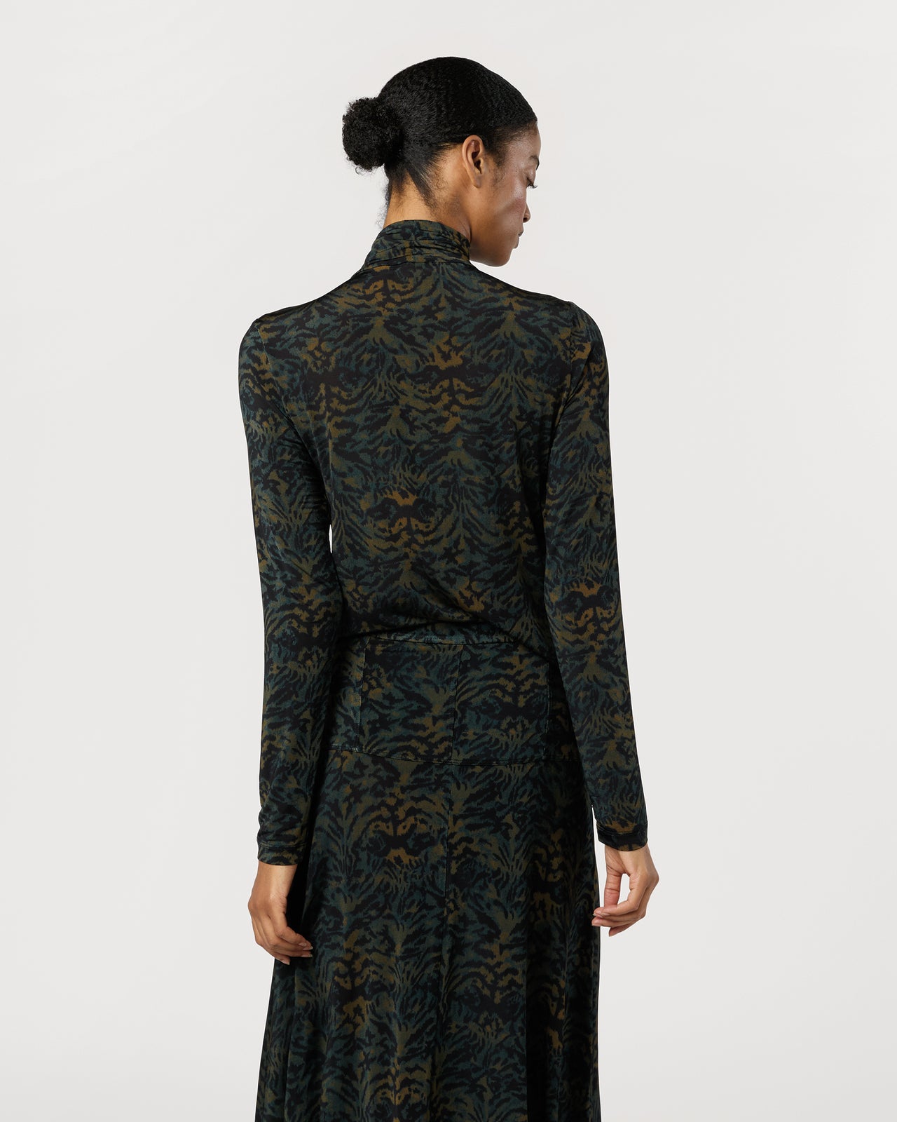 Aurelia Jersey Long Sleeve Turtleneck Top in Desert Jasper