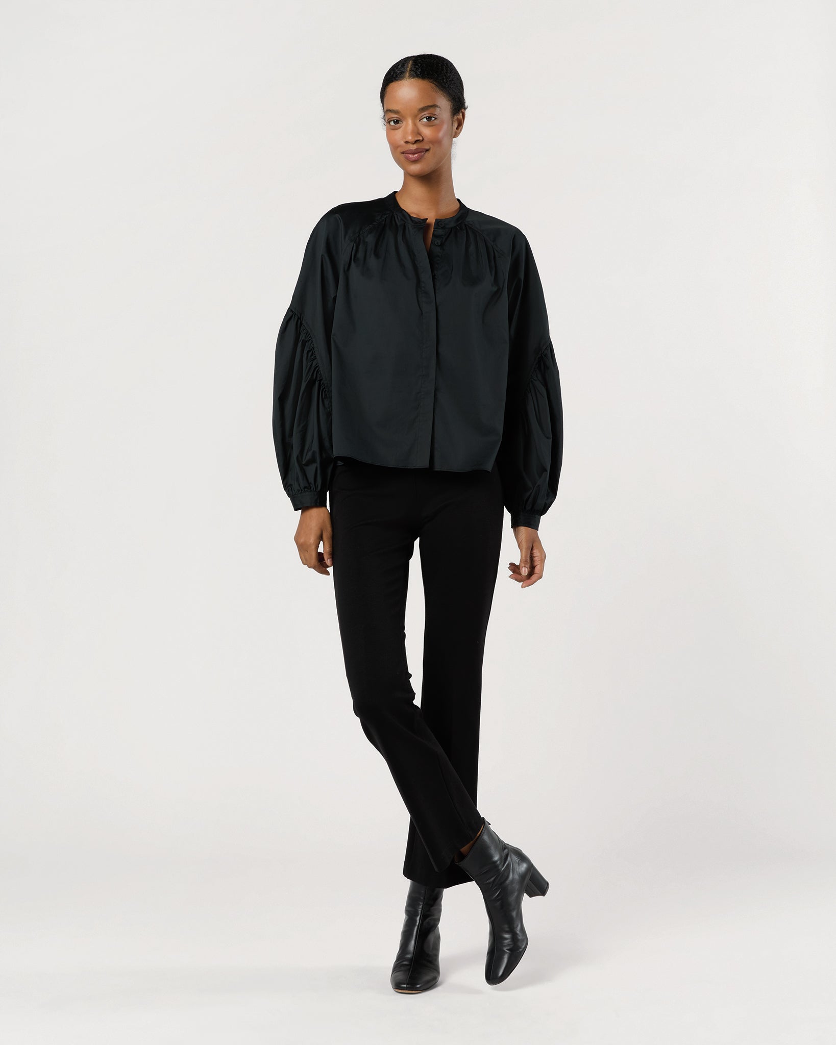 Rowena Long Sleeve Blouse in Noir