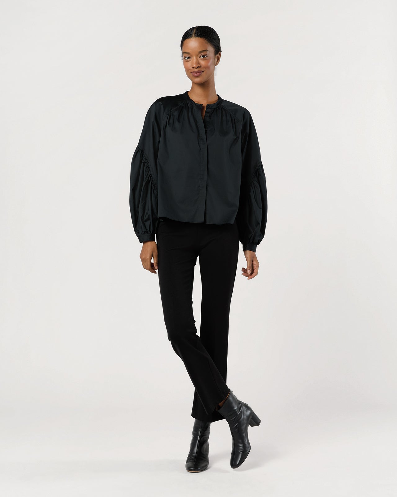 Rowena Long Sleeve Blouse in Noir