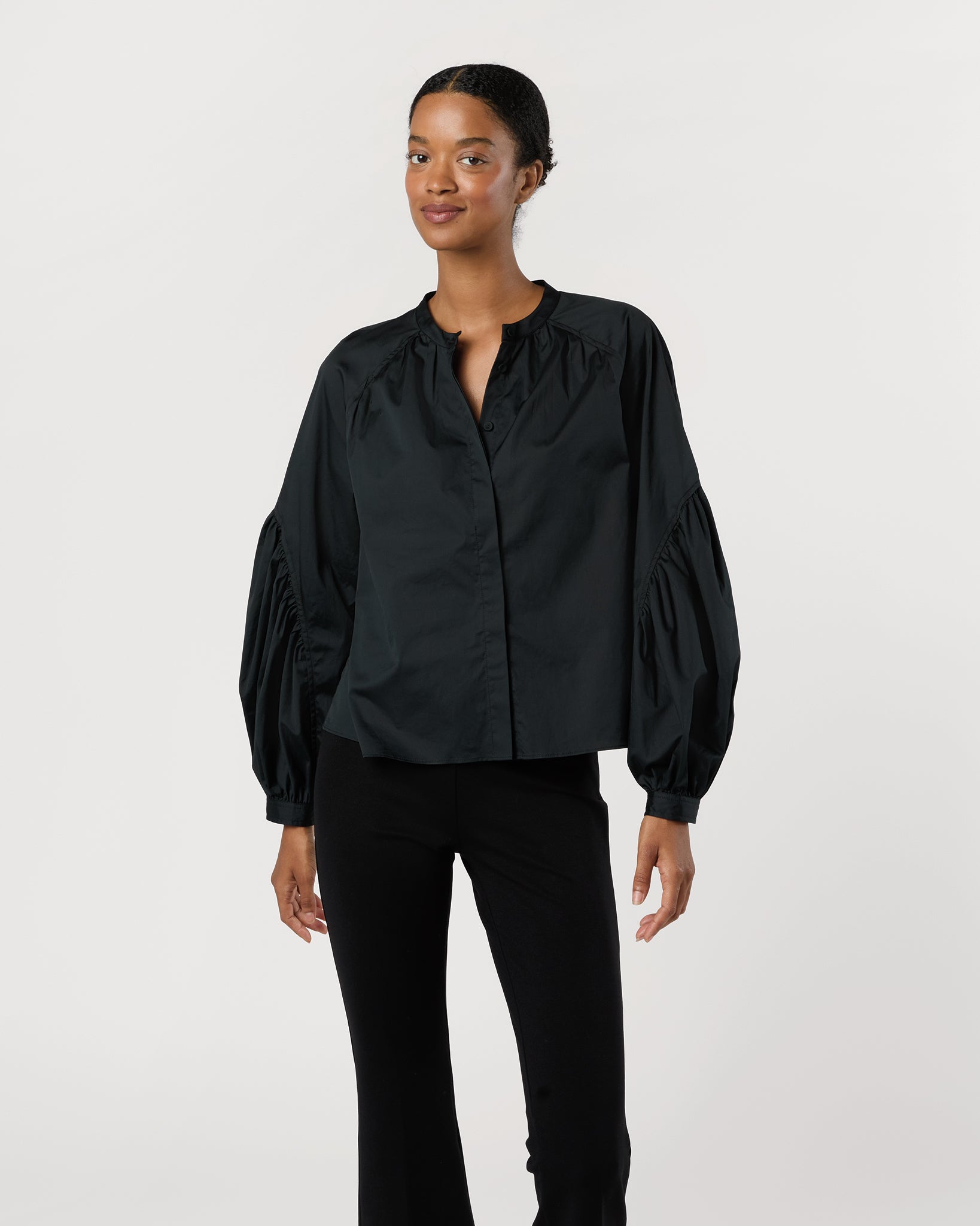 Rowena Long Sleeve Blouse in Noir