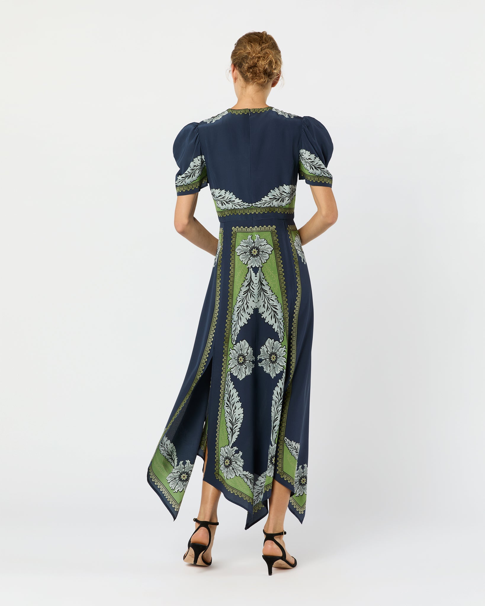 Cherie Scarf Dress in Navy Bounty Crepe De Chine