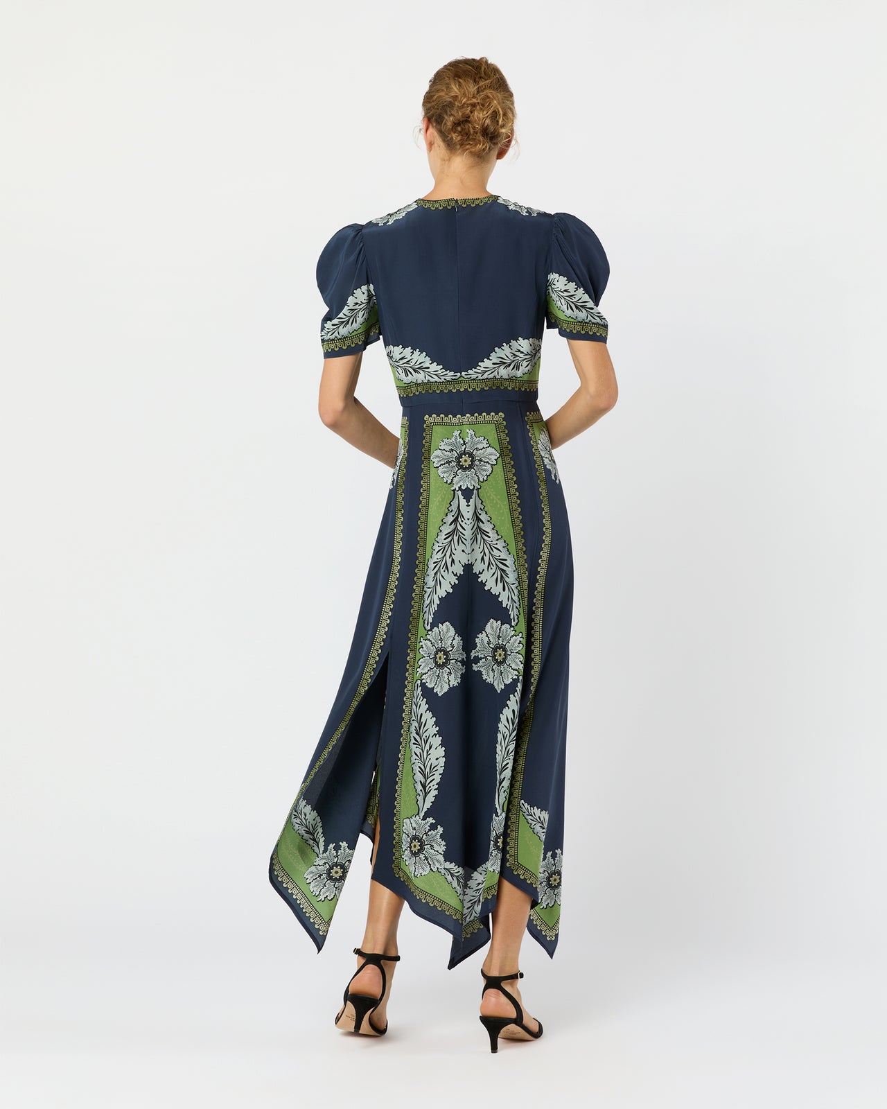 Cherie Scarf Dress in Navy Bounty Crepe De Chine