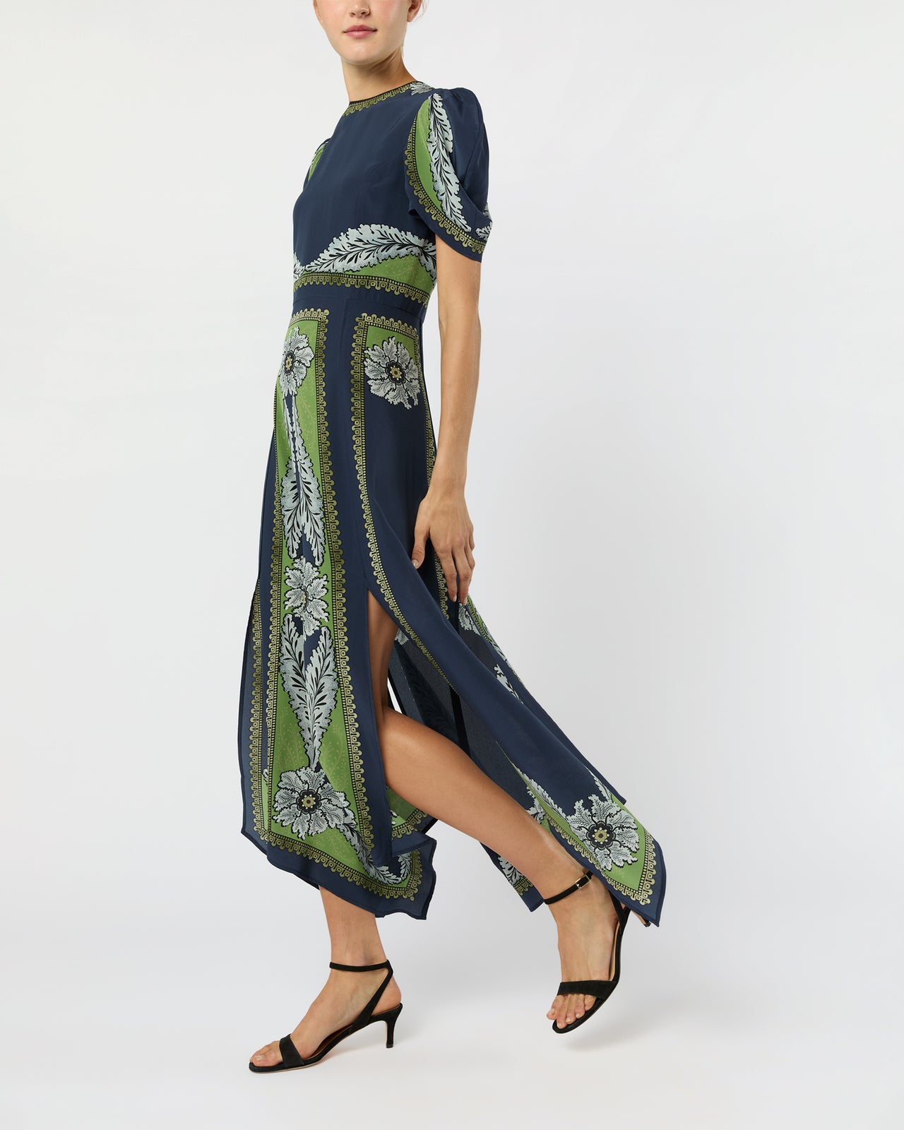 Cherie Scarf Dress in Navy Bounty Crepe De Chine