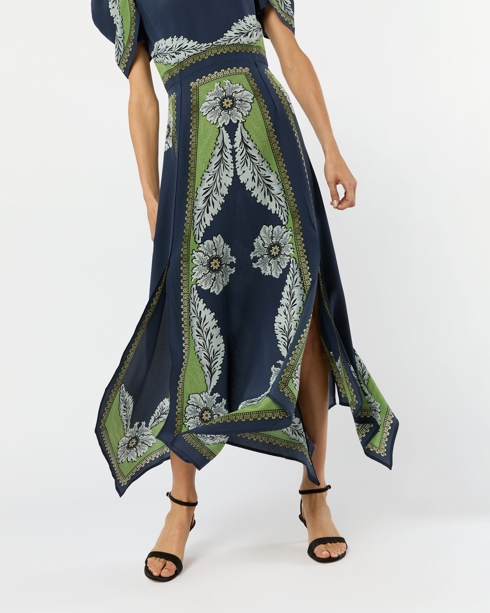 Cherie Scarf Dress in Navy Bounty Crepe De Chine