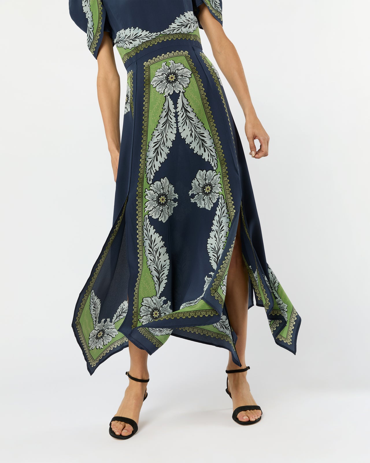Cherie Scarf Dress in Navy Bounty Crepe De Chine