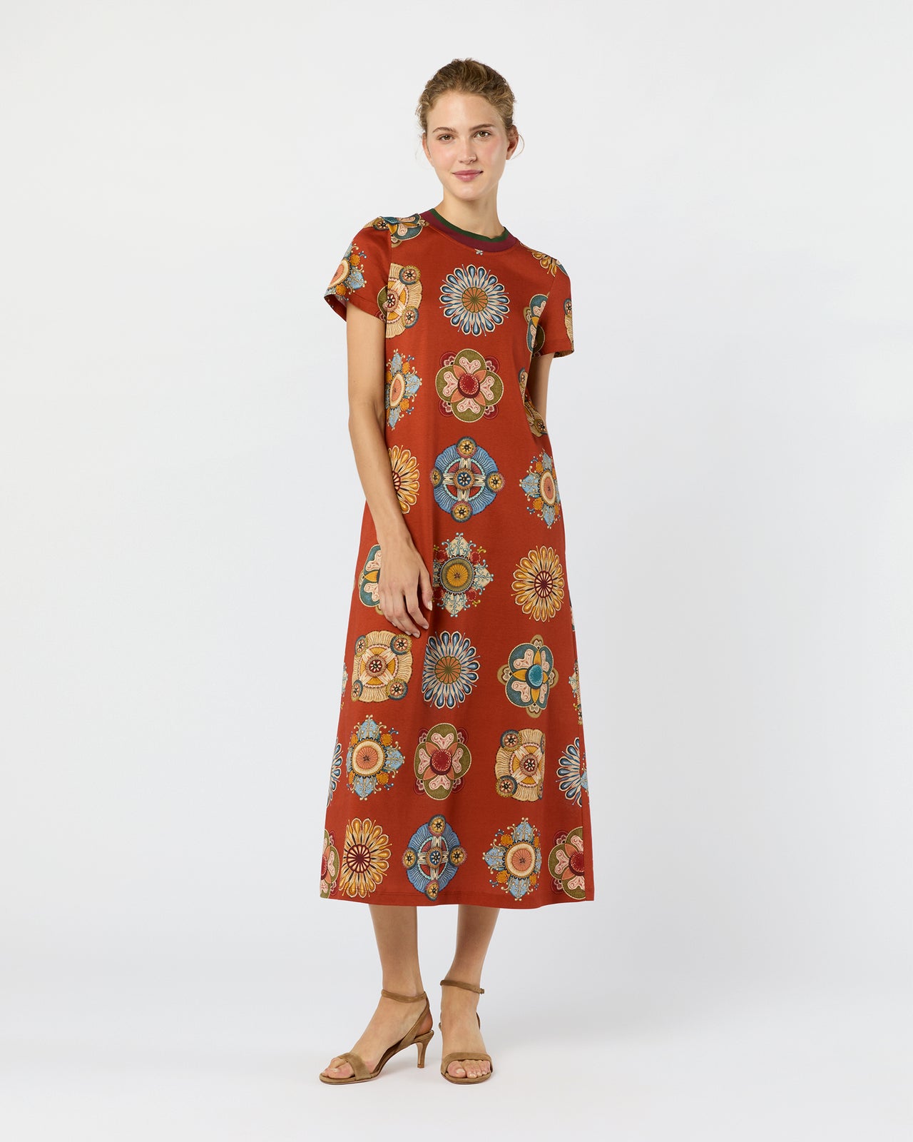 Sporty Swing Dress in Rust Nucleus Cotton Jersey