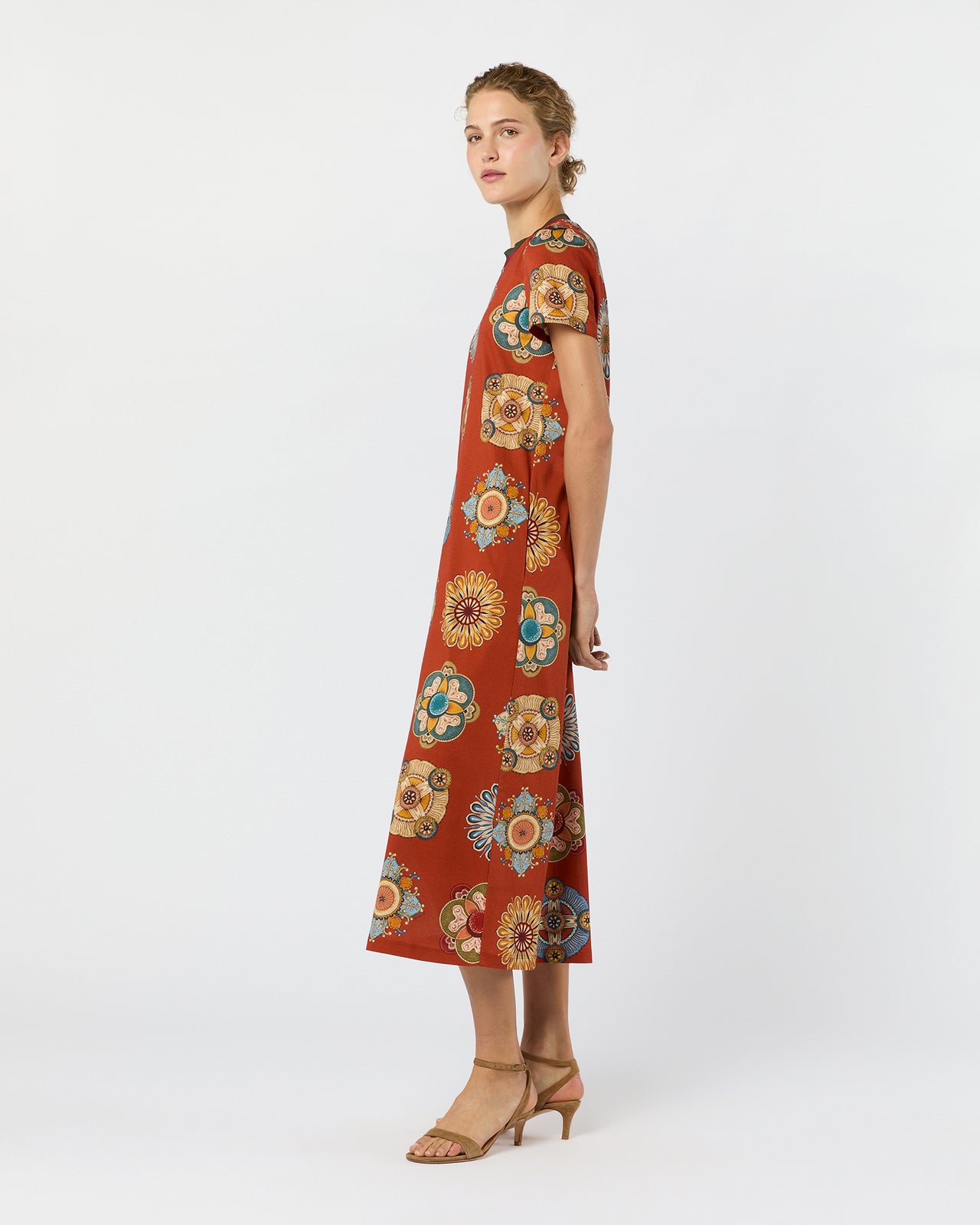 Sporty Swing Dress in Rust Nucleus Cotton Jersey
