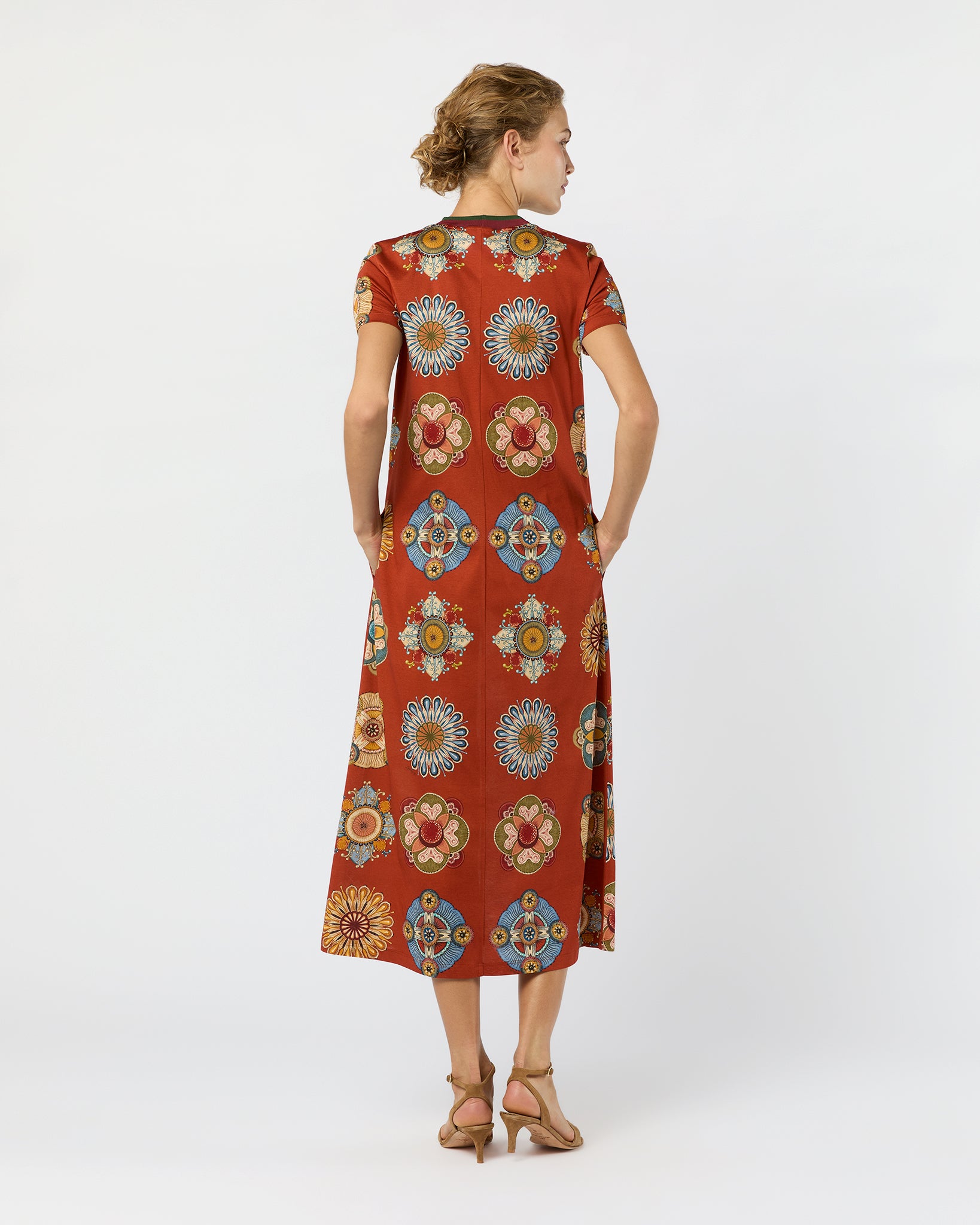Sporty Swing Dress in Rust Nucleus Cotton Jersey