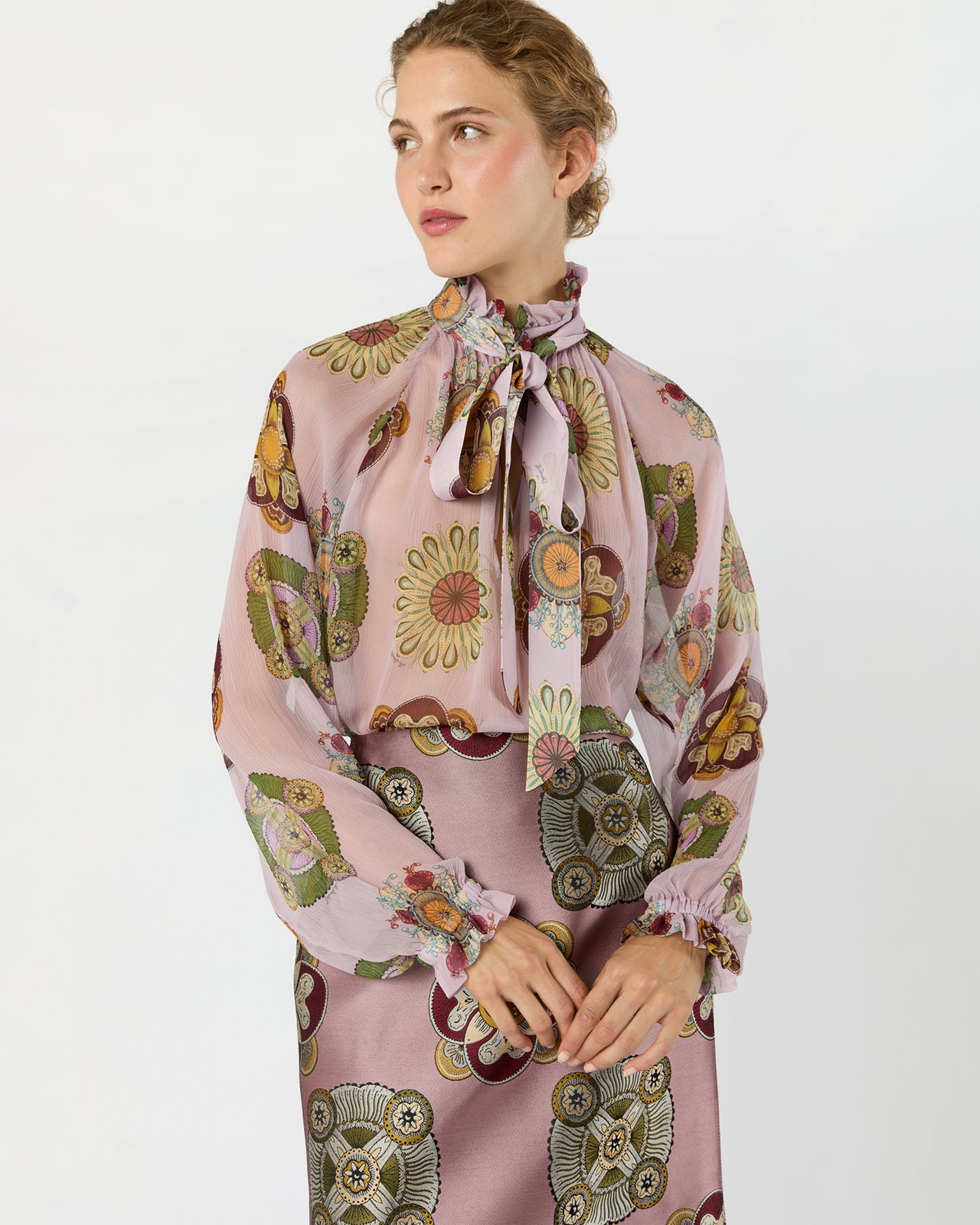 Cerere Blouse in Dusty Pink Nucleus Silk Creponne