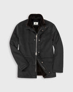 Load image into Gallery viewer, A dark charcoal gray cashmere jacket with a brown beaver fur lining and removable collar, two-way zipper and snap closures, shown on a light gray background.
