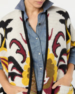 Load image into Gallery viewer, In My Power Knit Scarf Cape in Ecru/Green/Black Wool Blend
