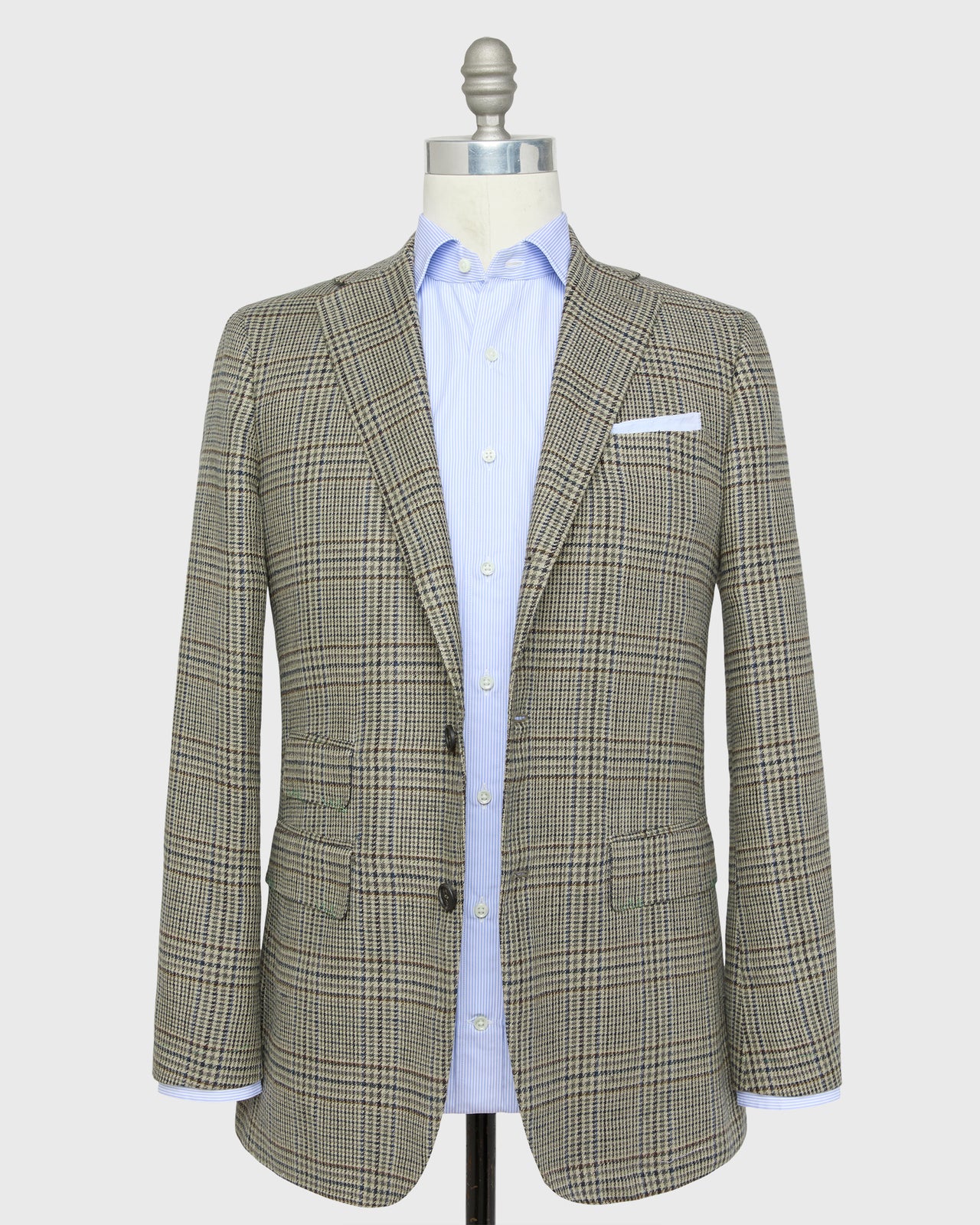 Virgil No. 3 Jacket in Oat/Navy/Slate Glen Plaid Hopsack