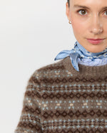 Load image into Gallery viewer, Medium Hand-Rolled Silk Scarf in Light Blue Floral Paisley
