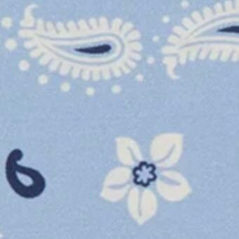 Medium Hand-Rolled Silk Scarf in Light Blue Floral Paisley