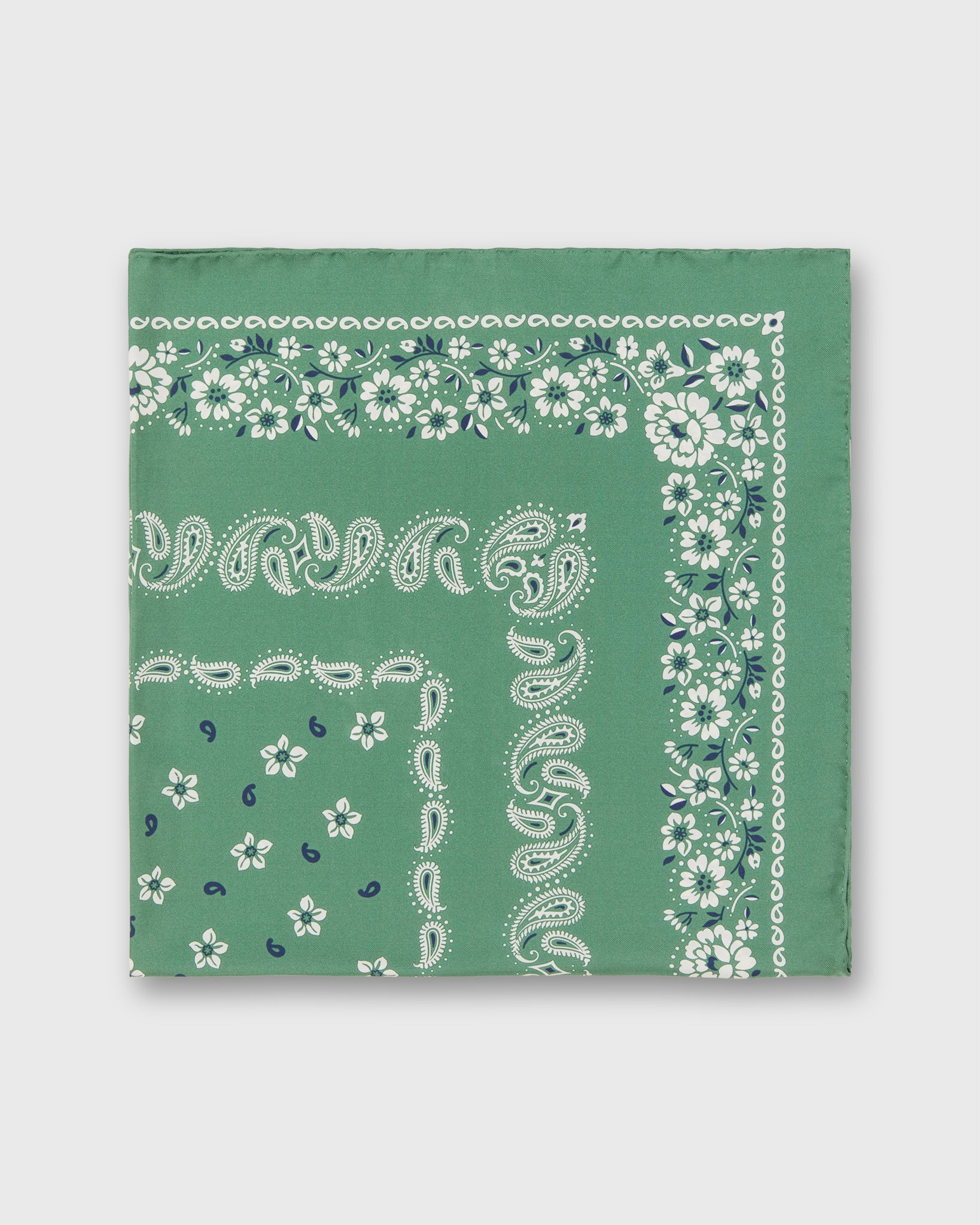 Medium Hand-Rolled Silk Scarf in Leaf Floral Paisley