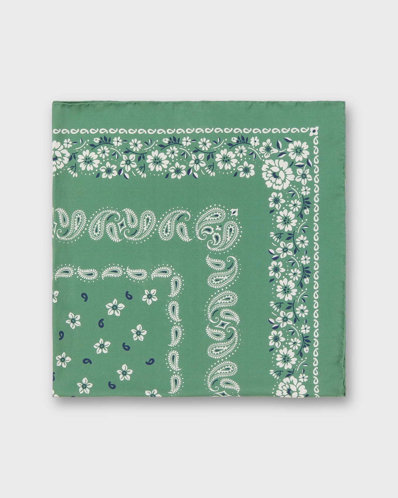 Medium Hand-Rolled Silk Scarf in Leaf Floral Paisley