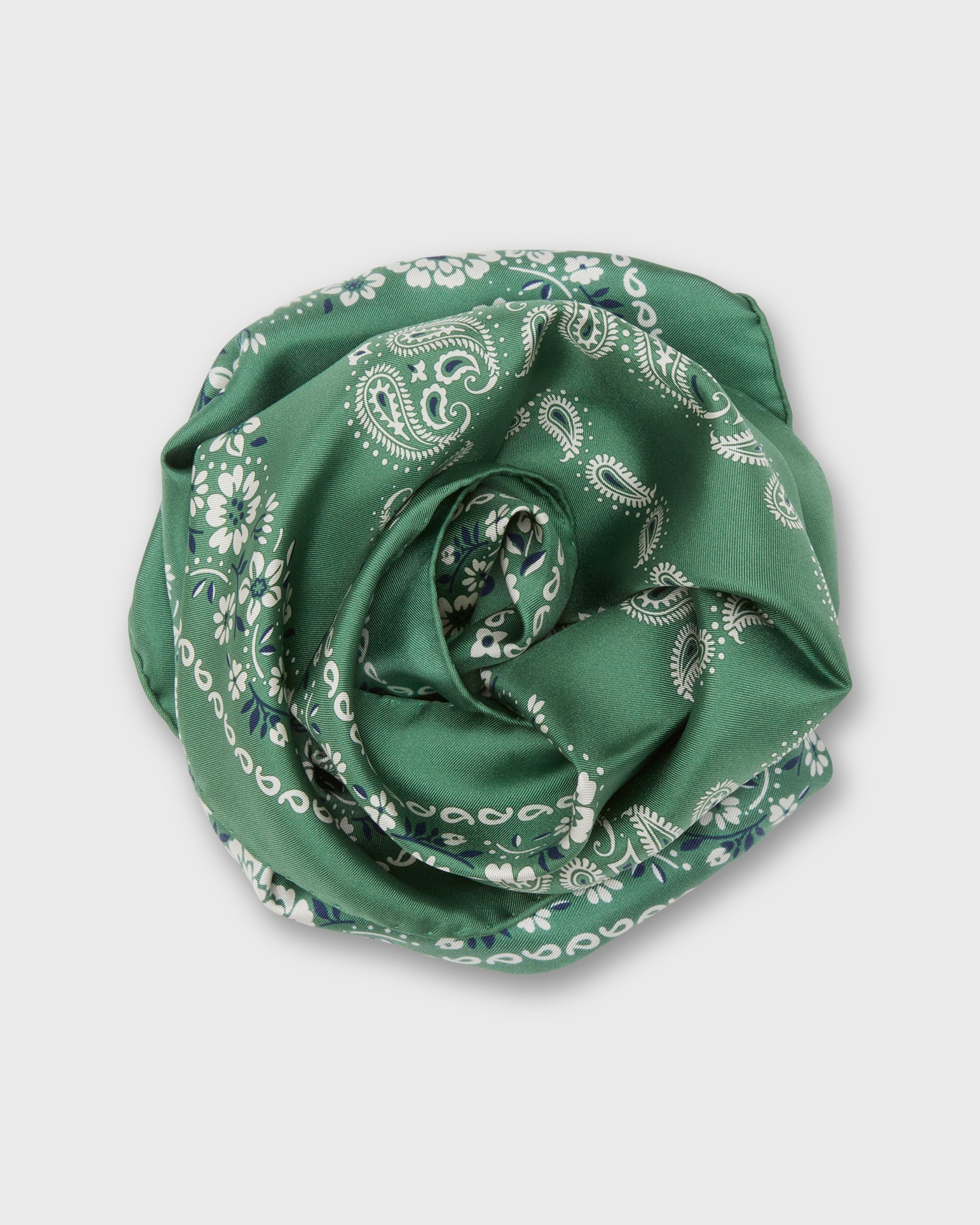 Medium Hand-Rolled Silk Scarf in Leaf Floral Paisley
