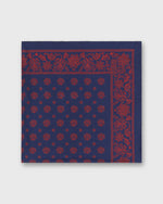 Load image into Gallery viewer, Medium Hand-Rolled Silk Scarf in Navy/Red Floral Paisley

